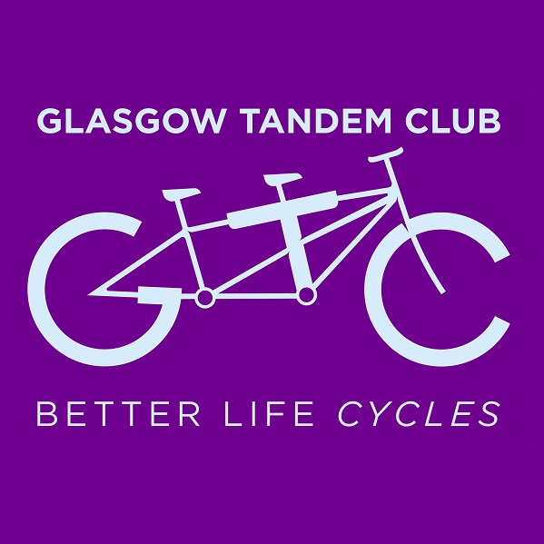 Glasgow Tandem Club logo. A tandem frame contains bold sections creating the letters, G, T, C.